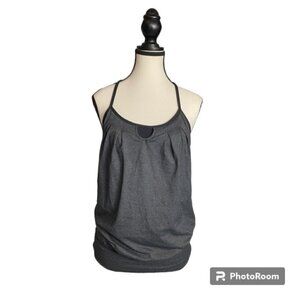 Lululemon No Limits tank gray and black with waistband size 4 keyhole